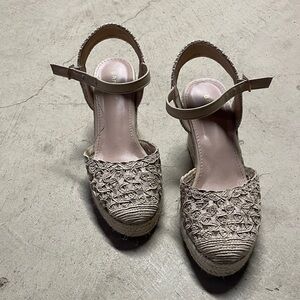 BAMBOO Beige Espadrille Wedges